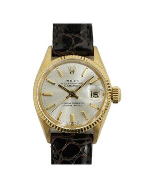 Rolex Datejust Silver Dial 18k Yellow Gold No 74 Vintage Watch Automatic Winding